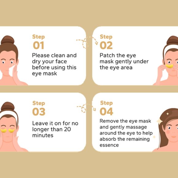 24k Gold Under Eye Patches (6 Pairs) eye mask, Collagen Skin Care, Eye Puffiness - Picture 5 of 9